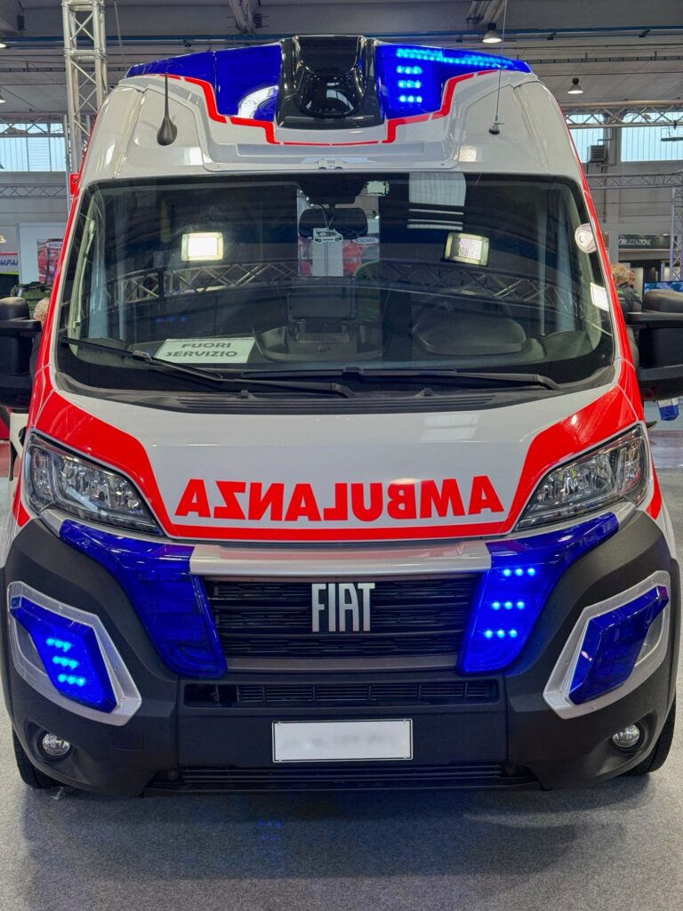 Custom ambulance spoiler with integrated lighting for better aerodynamics