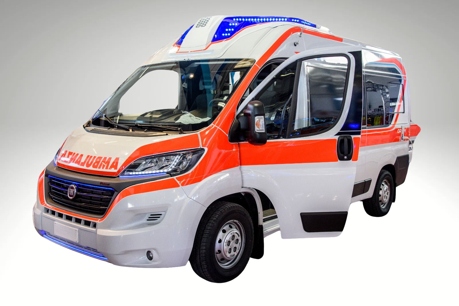 High-performance spoiler installed on an ambulance for better aerodynamics and lighting