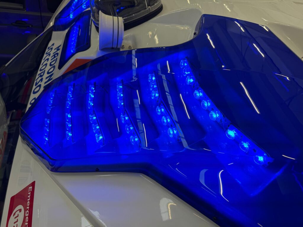 Blue power LED modules integrated into a custom spoiler