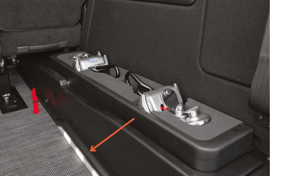 Close-up of integrated LED lighting in a wheelchair-accessible vehicle
